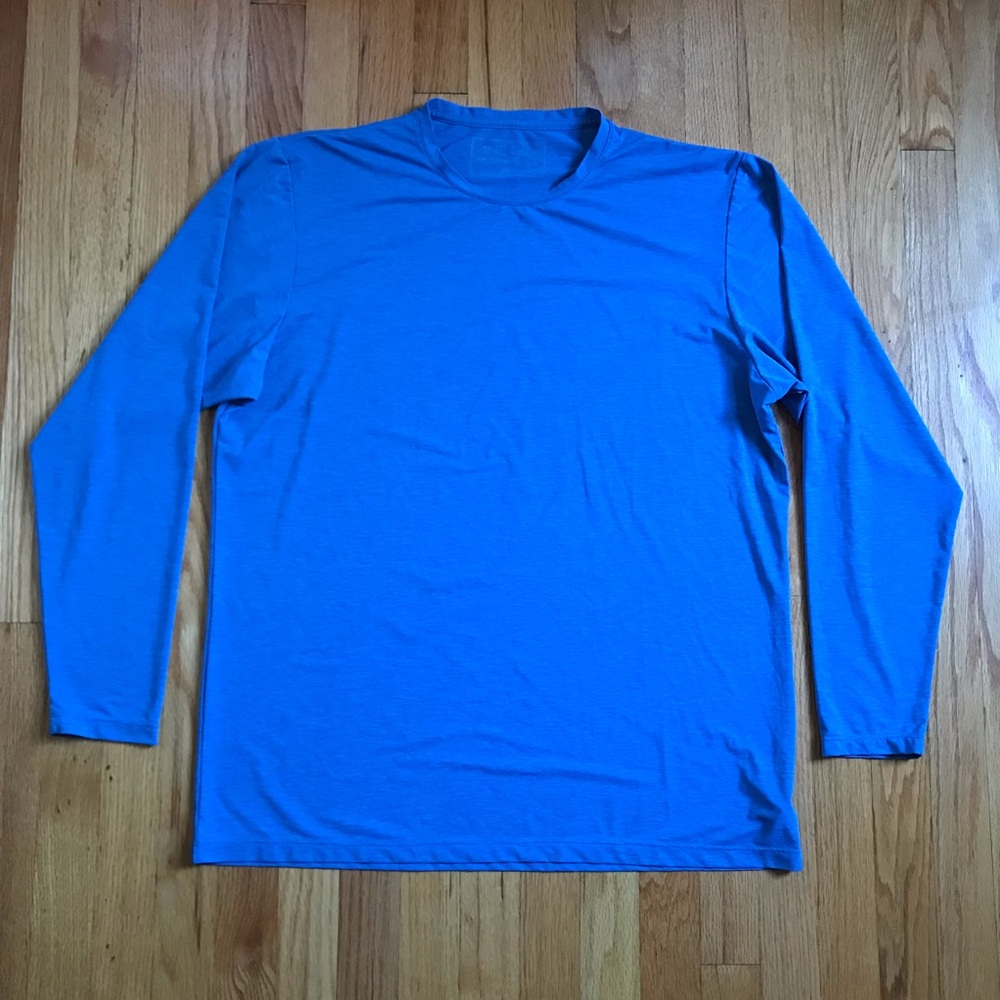 Anetik Men's Low Pro Tech Long-Sleeve Crewneck Tee Bahama Heathered 30SPF XL